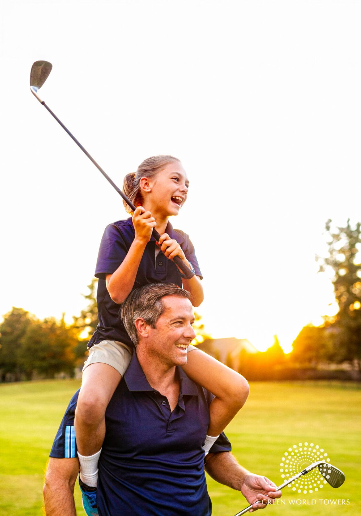 Father and daughter on the golf course